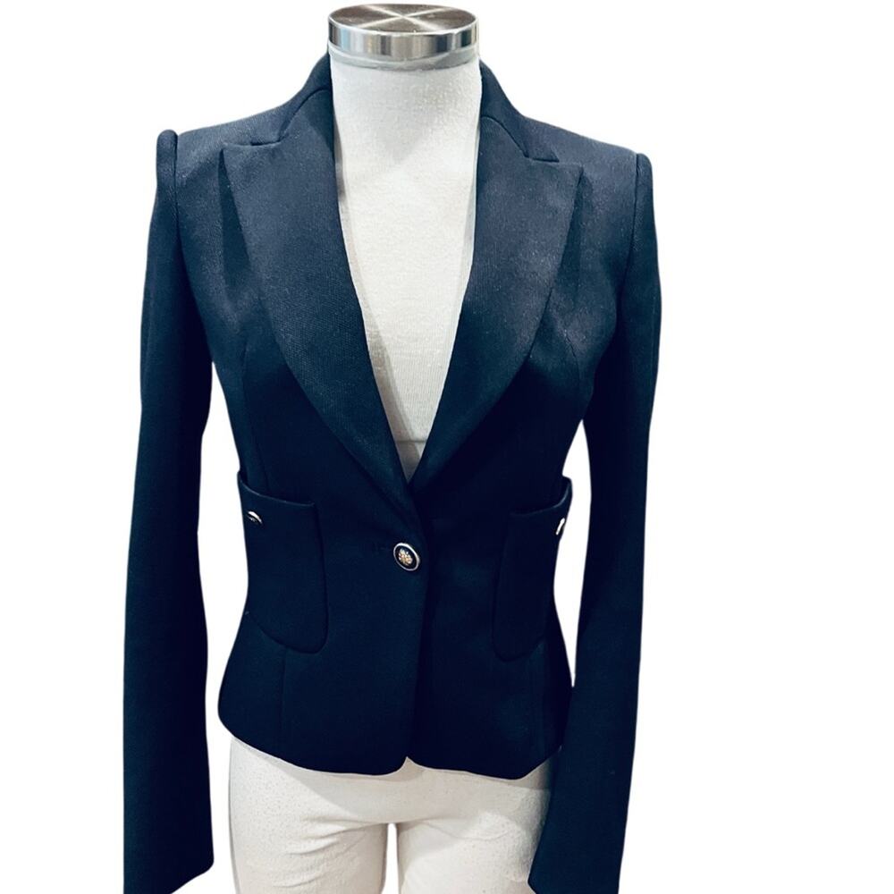 ZARA  Navy Padded Blazer Size XS - Picture 3 of 8